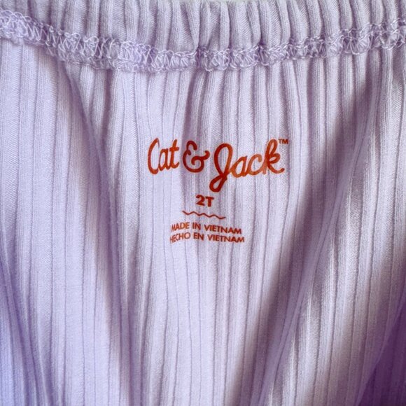 Cat & Jack Toddler Girls Ribbed Jumpsuit Short Sleeve Light Purple 2T - Picture 4 of 5